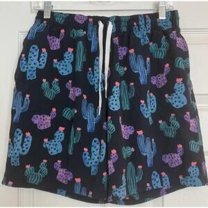 Chubbies Sz MED Swim‎ Trunks Cactus Print Black Lined Drawstring 7” Inseam EUC